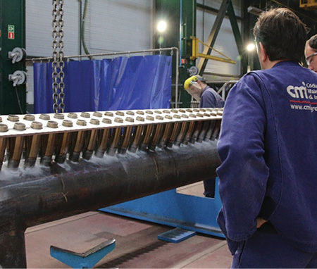 Dissimilar welds between P91 header and stainless tubes was performed in the CMI Welding Expertise Center in Belgium. Source: CMI Energy